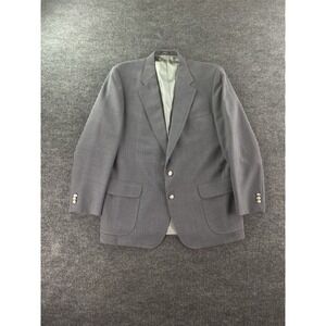 Vintage Stafford Blazer 48 L Gray Wool Premium University Silver Button Logo
